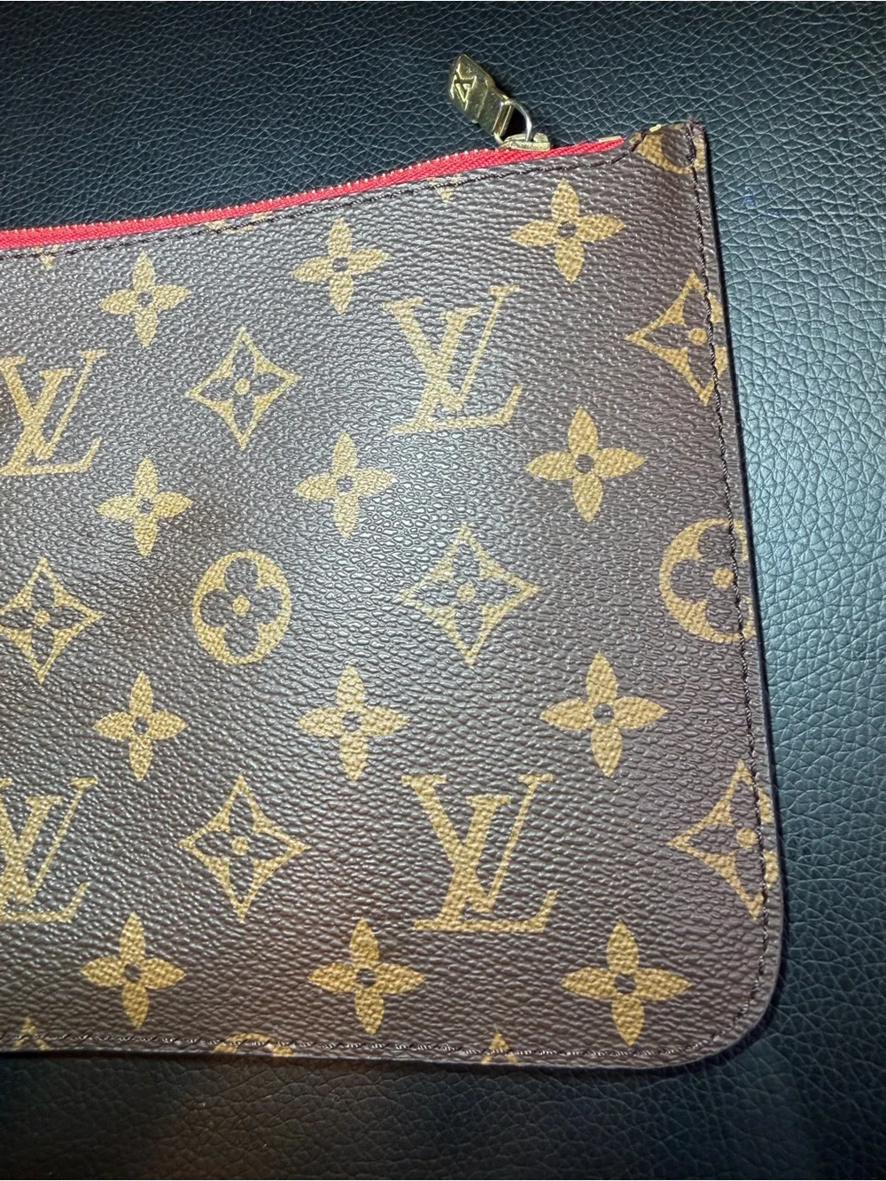 Louis Vuitton Neverfull Pochette Monogram Canvas Wristlet Pouch